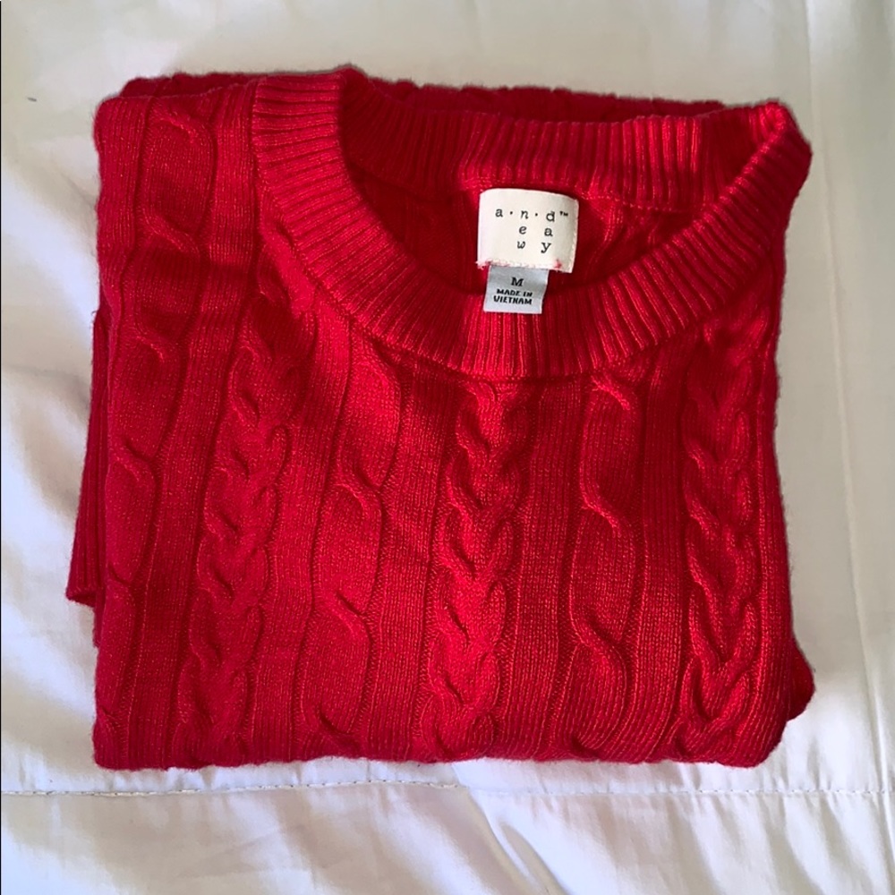 Cozy cable knit red sweater